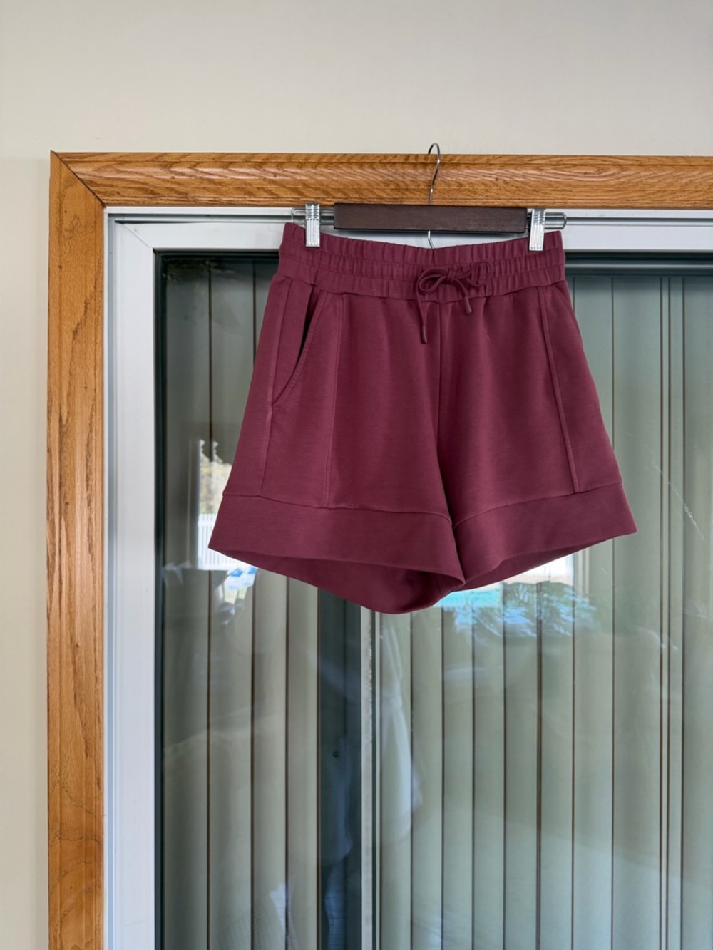 Varley Atrium High-Rise Drawstring Shorts in Wild Rhubarb